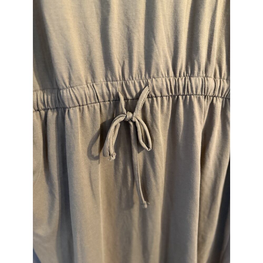 Zenana XL Brown Casual sleeveless drawstring waist tshirt dress vneck fall base - Picture 5 of 7